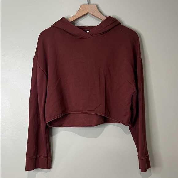 Nike Yoga Women's Burgundy Cropped Hoodie Modal Cotton Blend Medium - Picture 1 of 7